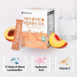 BOTO Low Molecular Collagen C Hyaluronic Acid Peach 2g x 30 sticks [2BOX]