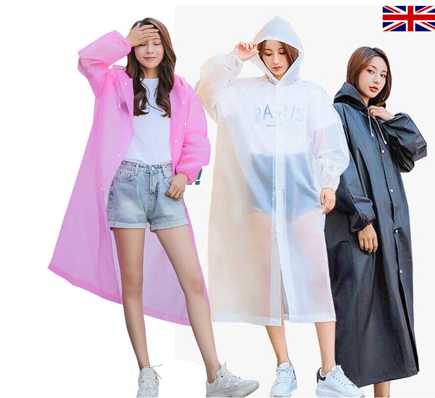 Waterproof Raincoat Poncho Reusable Plastic Adults Camping Festival Rain Coat UK